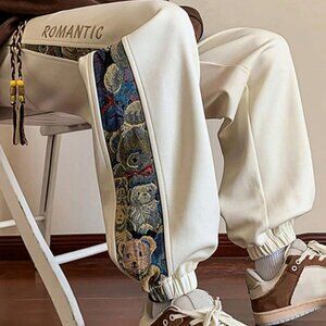 White bear embroidered joggers Mens-Lg